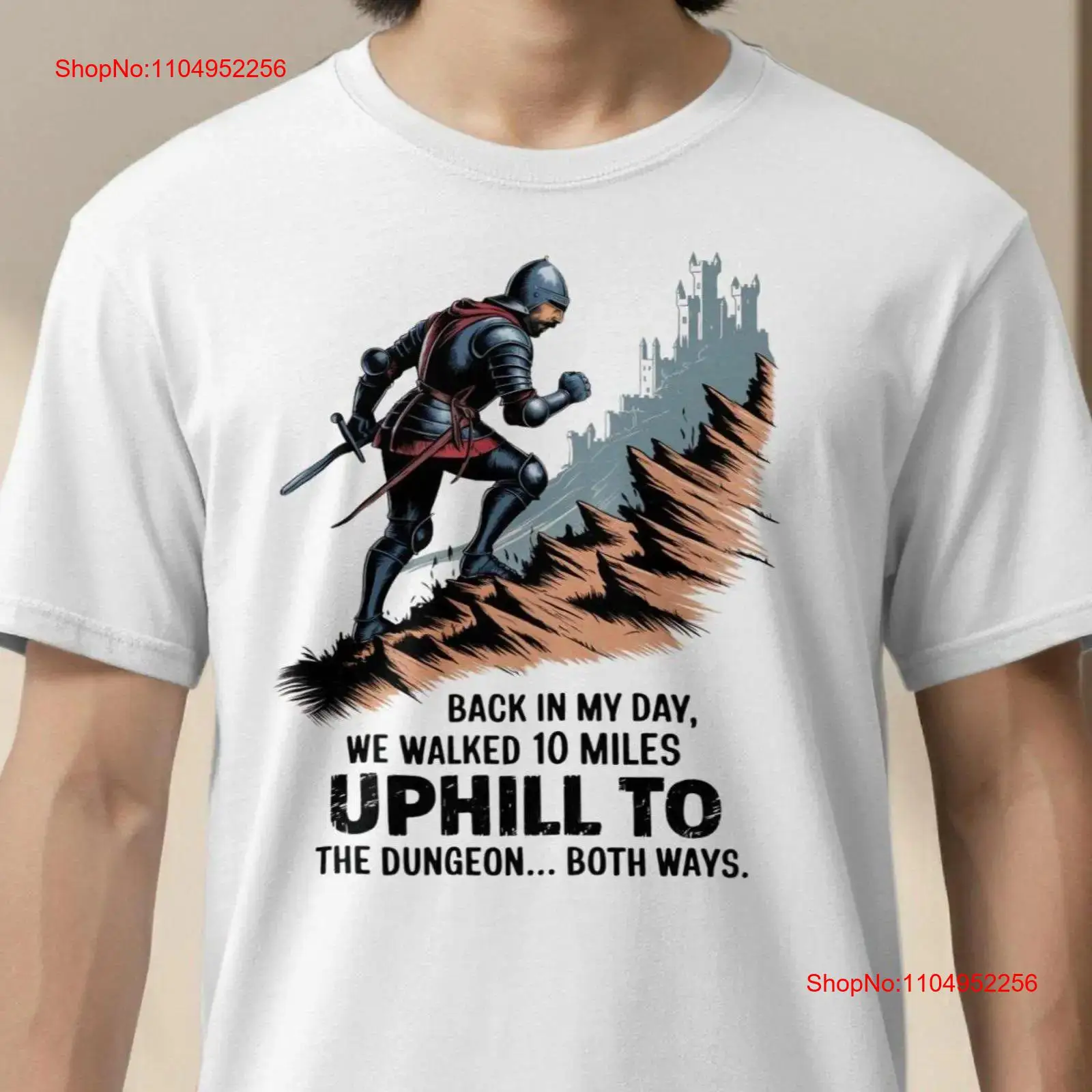 Retro Gaming Ideas - Funny Knight T Shirt Uphill Dungeon