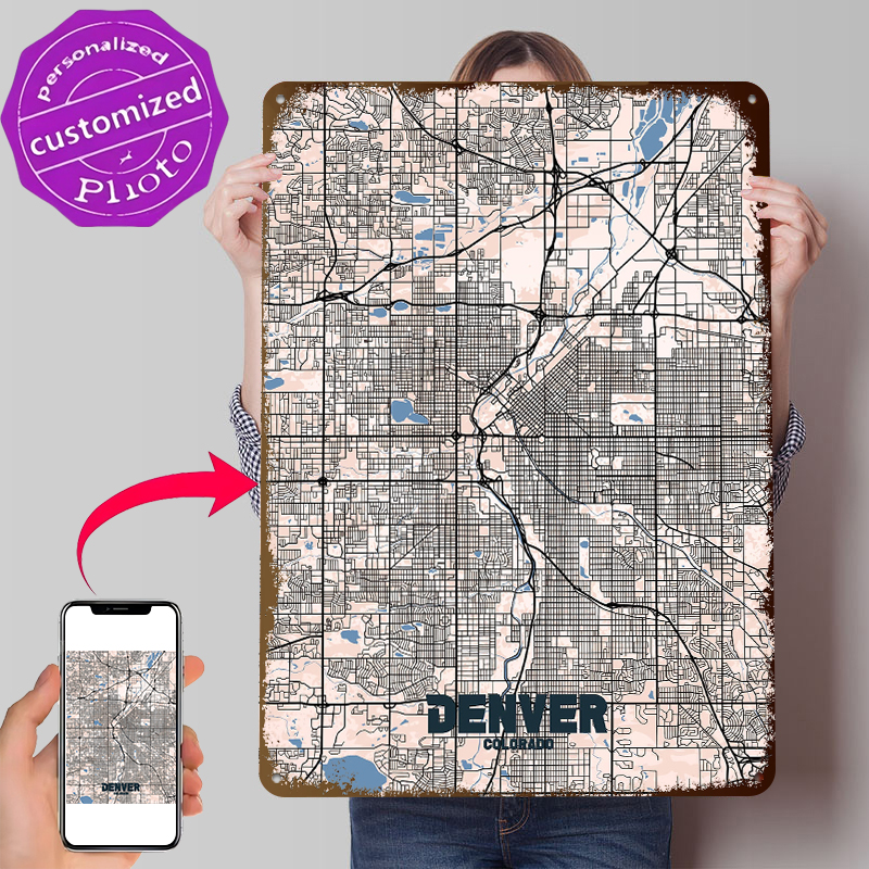 Denver City Map Tinplate Poste - Retro Gaming Denver incelemesi ve fiyatı