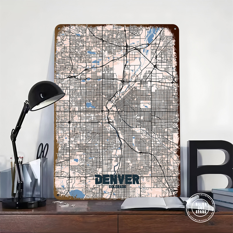 Denver City Map Tinplate Poste - Retro Gaming Denver incelemesi ve fiyatı