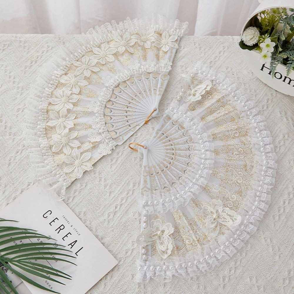 White Lolita Lace Hand Fan Han - Console Retro Gaming Portable incelemesi ve fiyatı